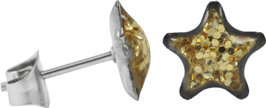 Ohrstecker Chirurgenstahl glitzernder Stern Farbe - Gold