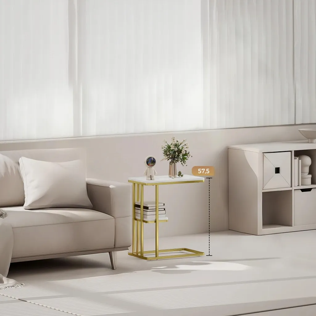 Petite table d'appoint gain de place blanche pour espaces étroits C - 10