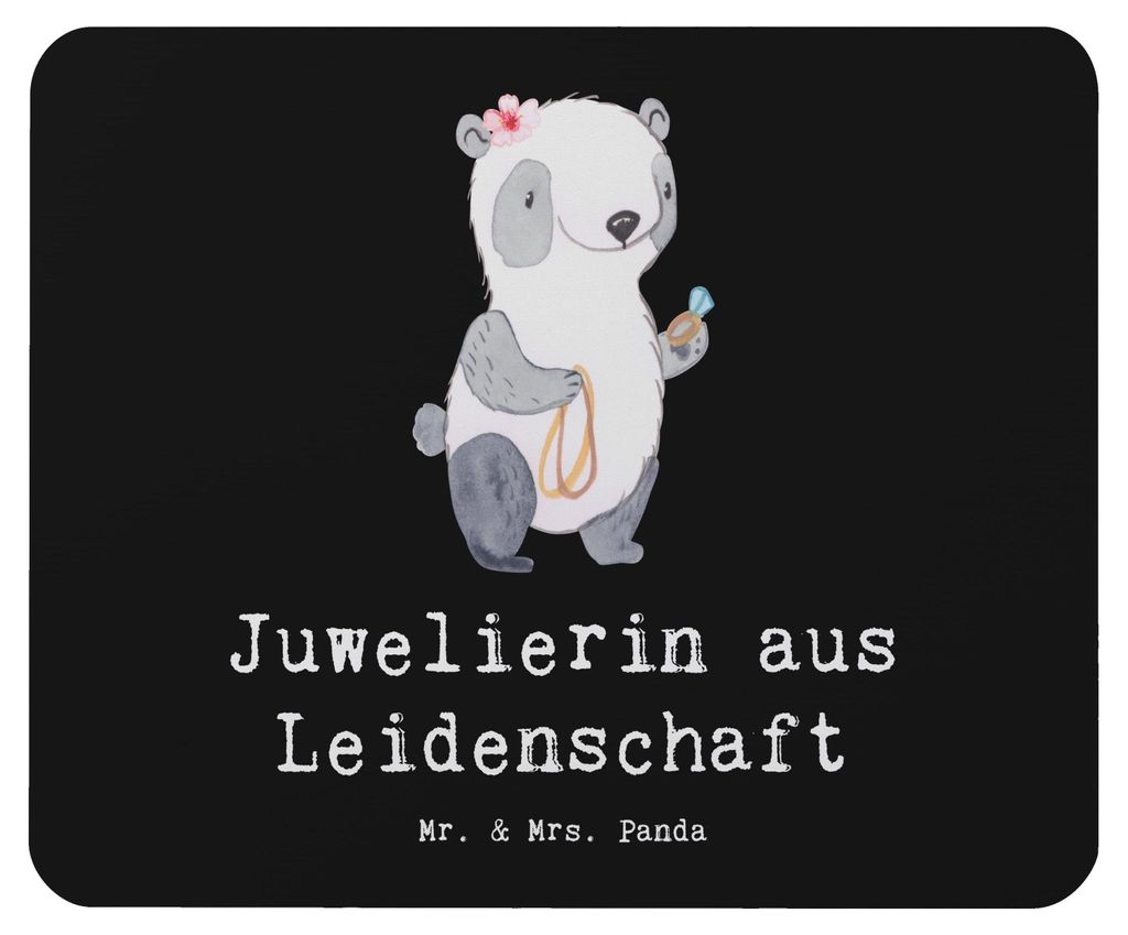 Mr. & Mrs. Panda Mauspad Juwelierin Leidenschaft - Schwarz - Geschenk, Spruch, Schmuckgeschäft, laptop mousepad, Witzig, pc, Lustig, Eröffnung, m...