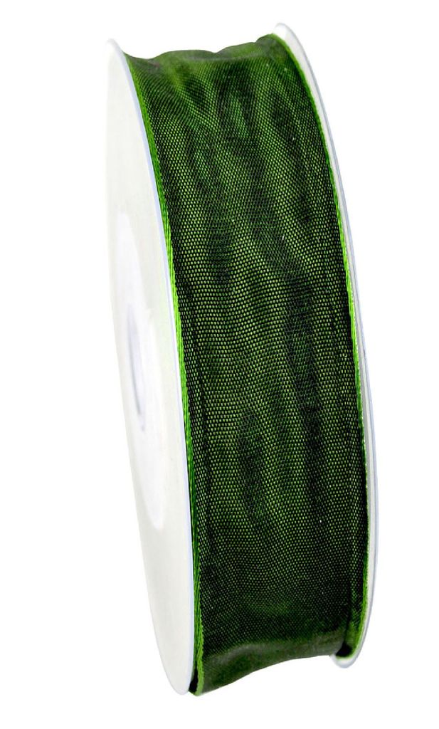 Band mit Drahtkante / moosgrün / Breite 25 mm / Länge: 25 Meter - 0,49 € pro Meter