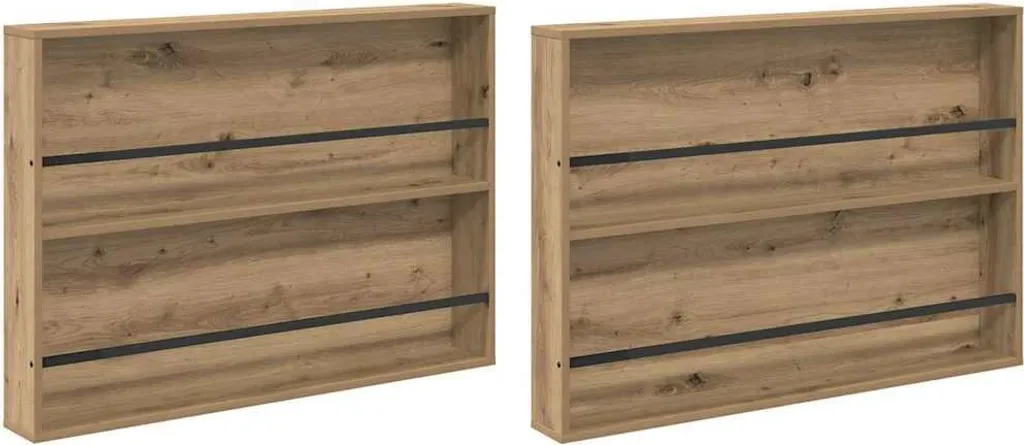 vidaXL Portariviste 2 pezzi Rovere artigianale 100 x 12 x 70 cm Materiale a base di legno