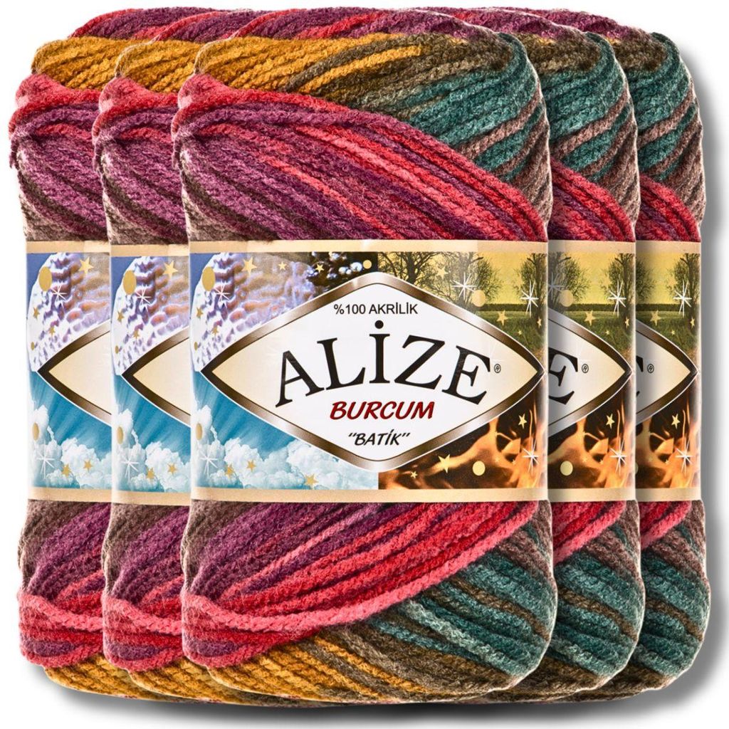 Alize 5x 100g Burcum Batik Wolle mit Farbverlauf, Häkeln, Produktbild 