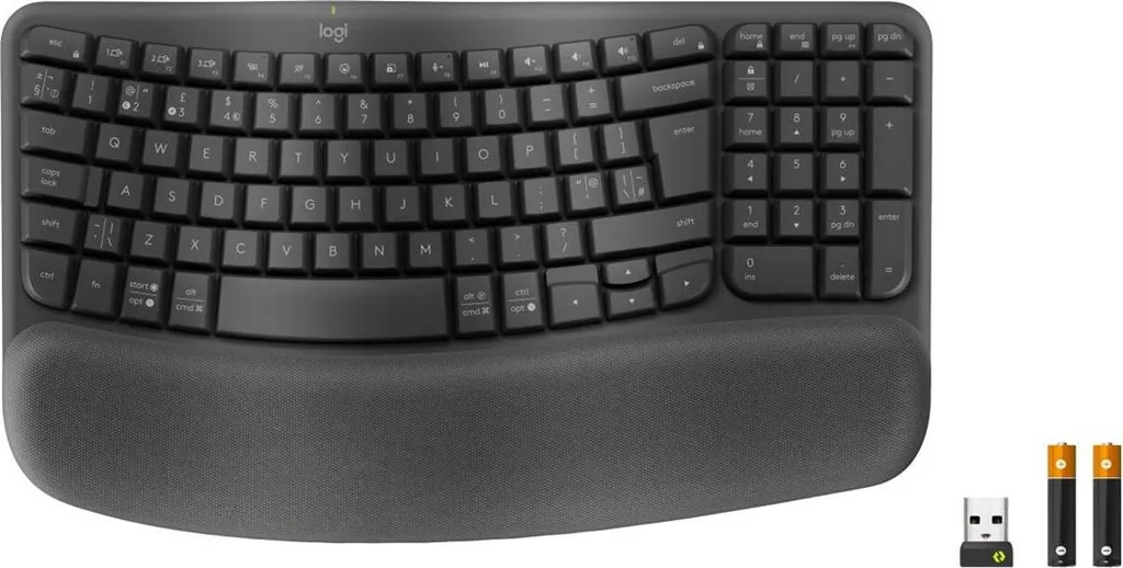 Logitech Wave Keys Clavier Bluetooth 5.1 LE avec Repose-Poignets Ergo