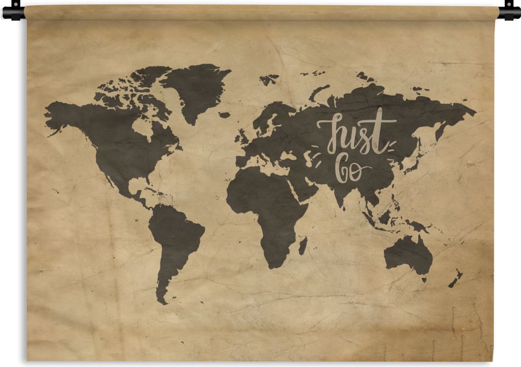 MuchoWow Wandteppich Wandbehang Weltkarte - Motivation - Jahrgang 120x90 cm Tapisserie Dekoration Wandtuch - Wohnen - Aufhänger für die Wand
