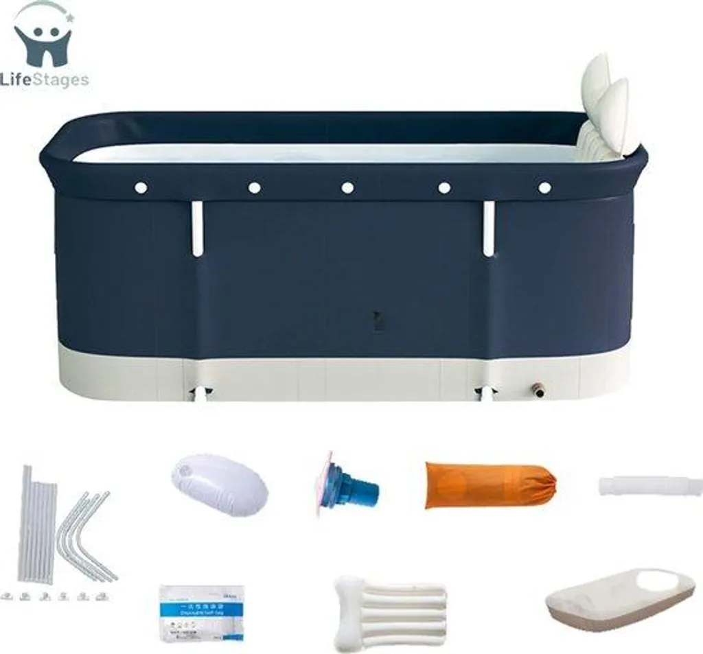 Baignoire avec Dossier Ergonomique - Structure Pliable et Portable Bleue