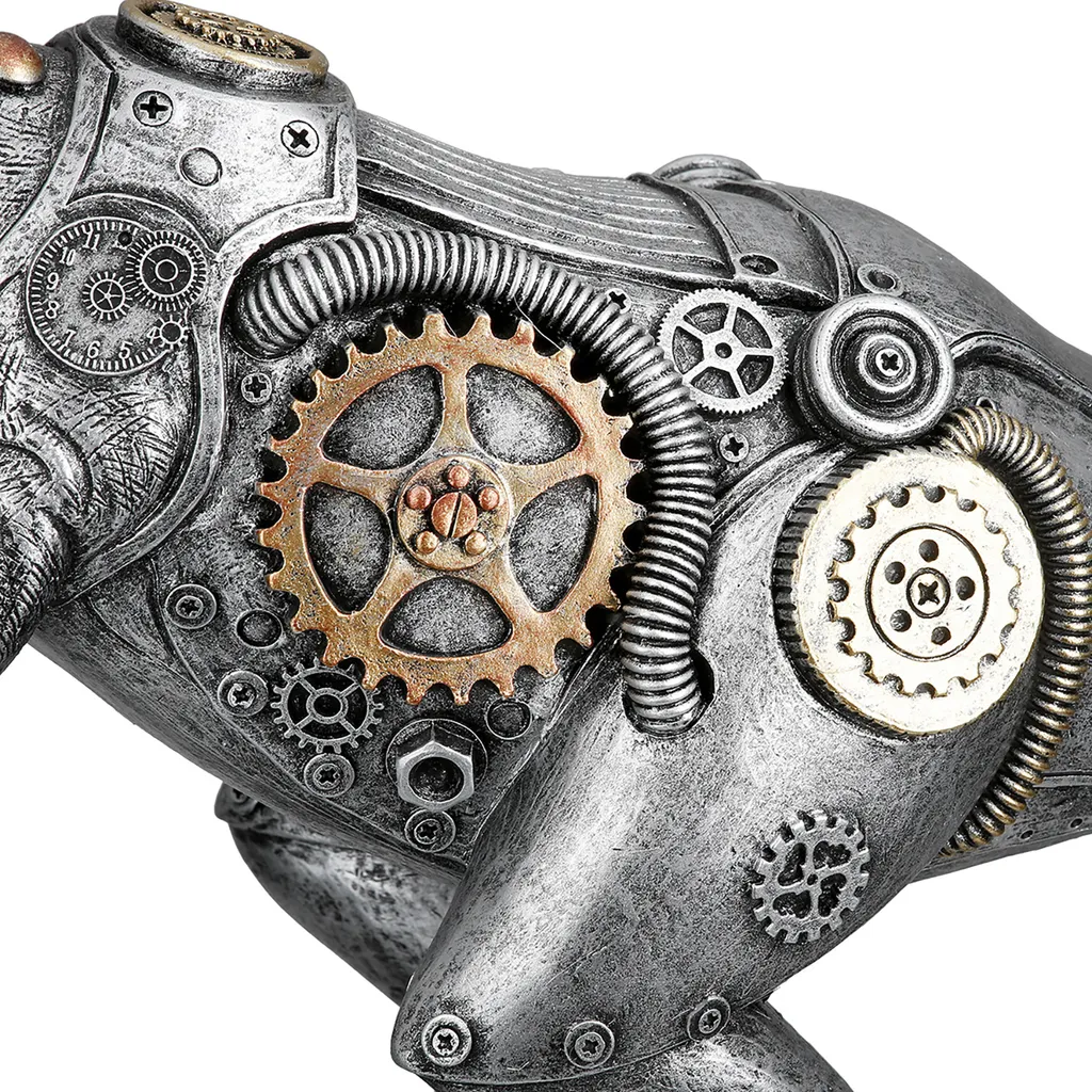 Objet Déco Dinosaure Steampunk Argent 40cm pour Bureau et Salon Chic