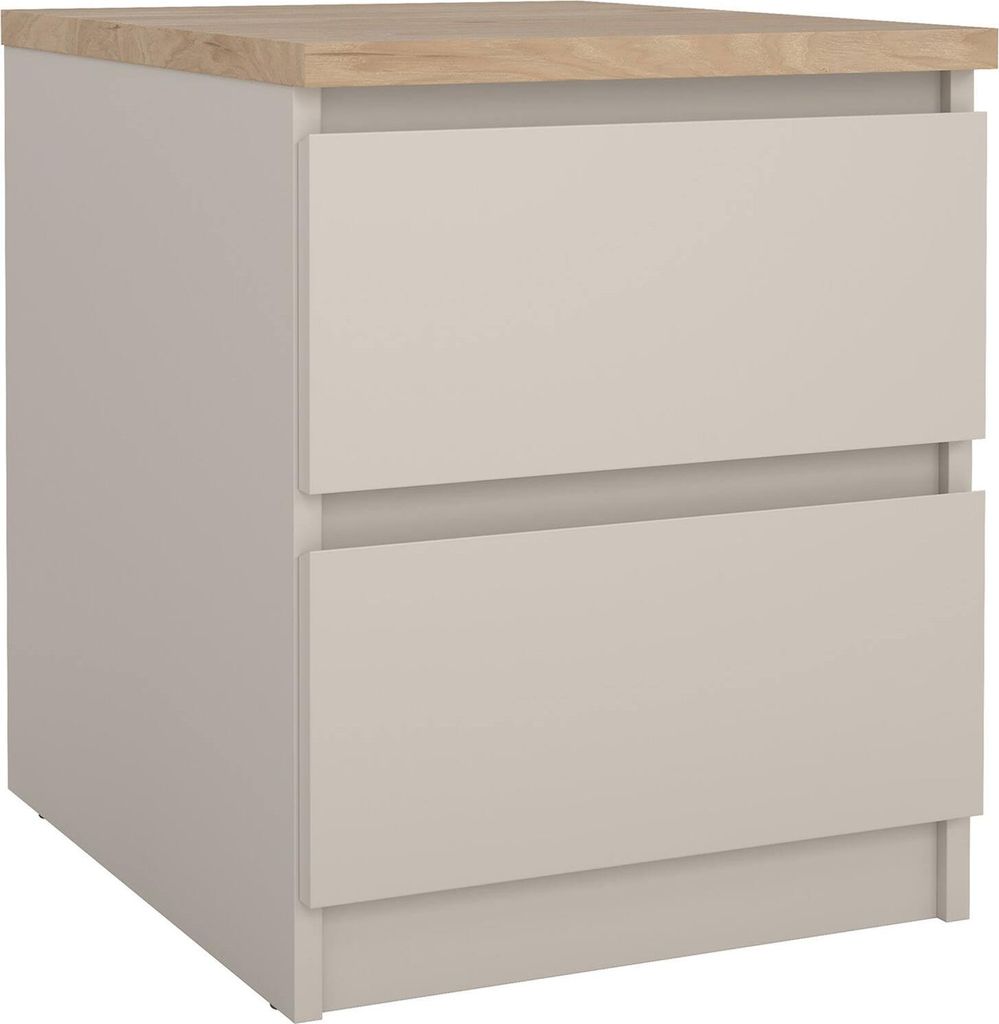 Azar - Nachttisch, 40x40x50h cm Beige, 2 Schubladen