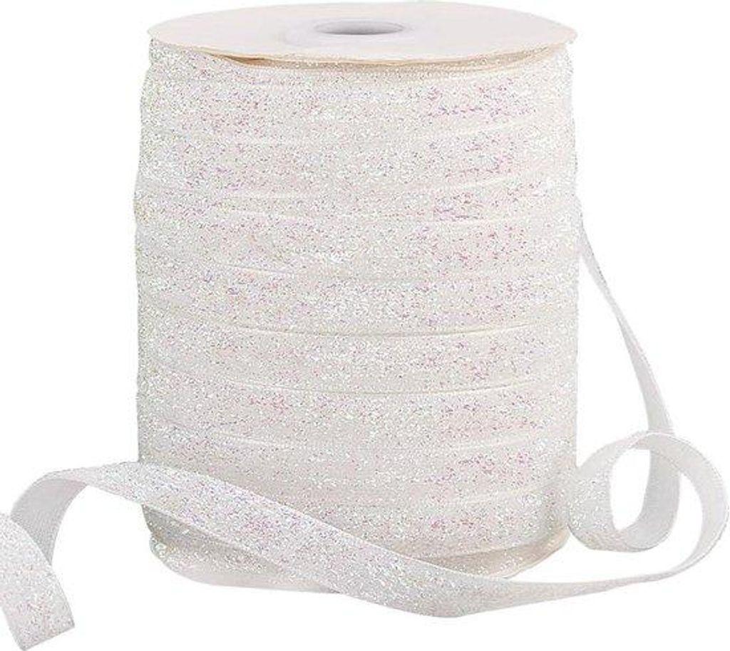 Polyester-Lintband 4572 m 10 mm weiß glitzernd - für Nähen und Dekoration - DIY-Kit - Hochzeit und Party Dekoration
