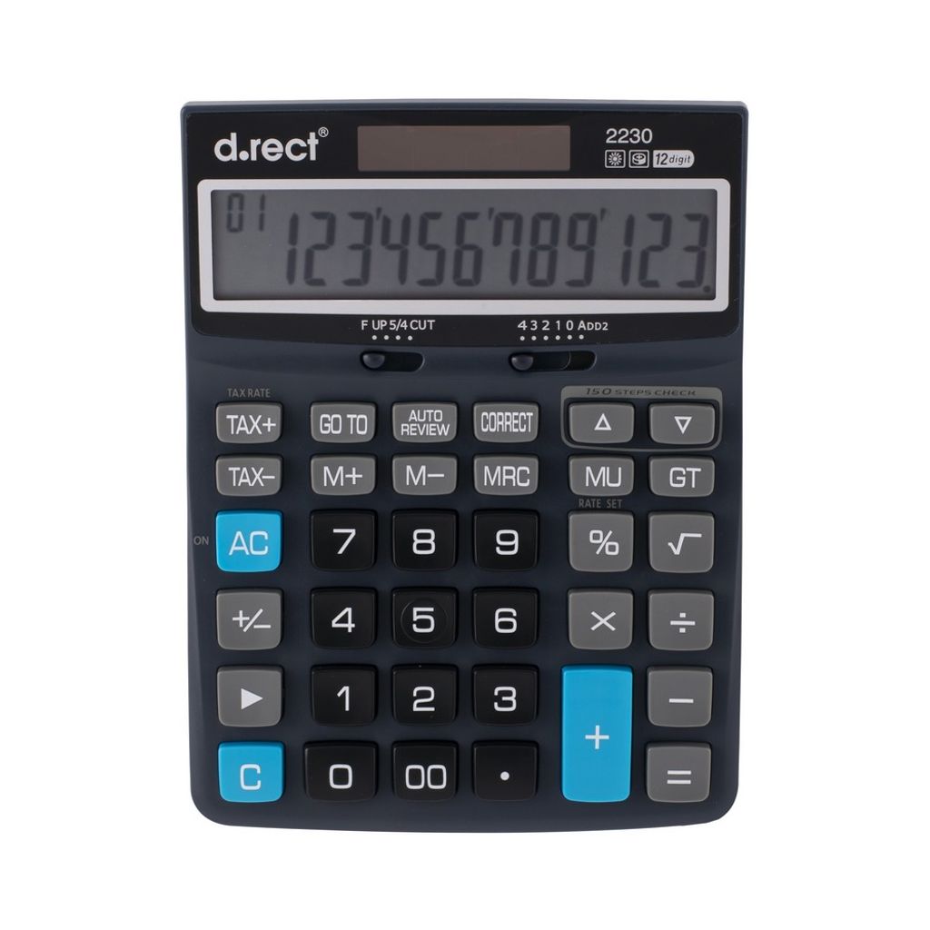 D.RECT 2230 Taschenrechner Dual-Power (Solar und Batterie) 12-stelliger