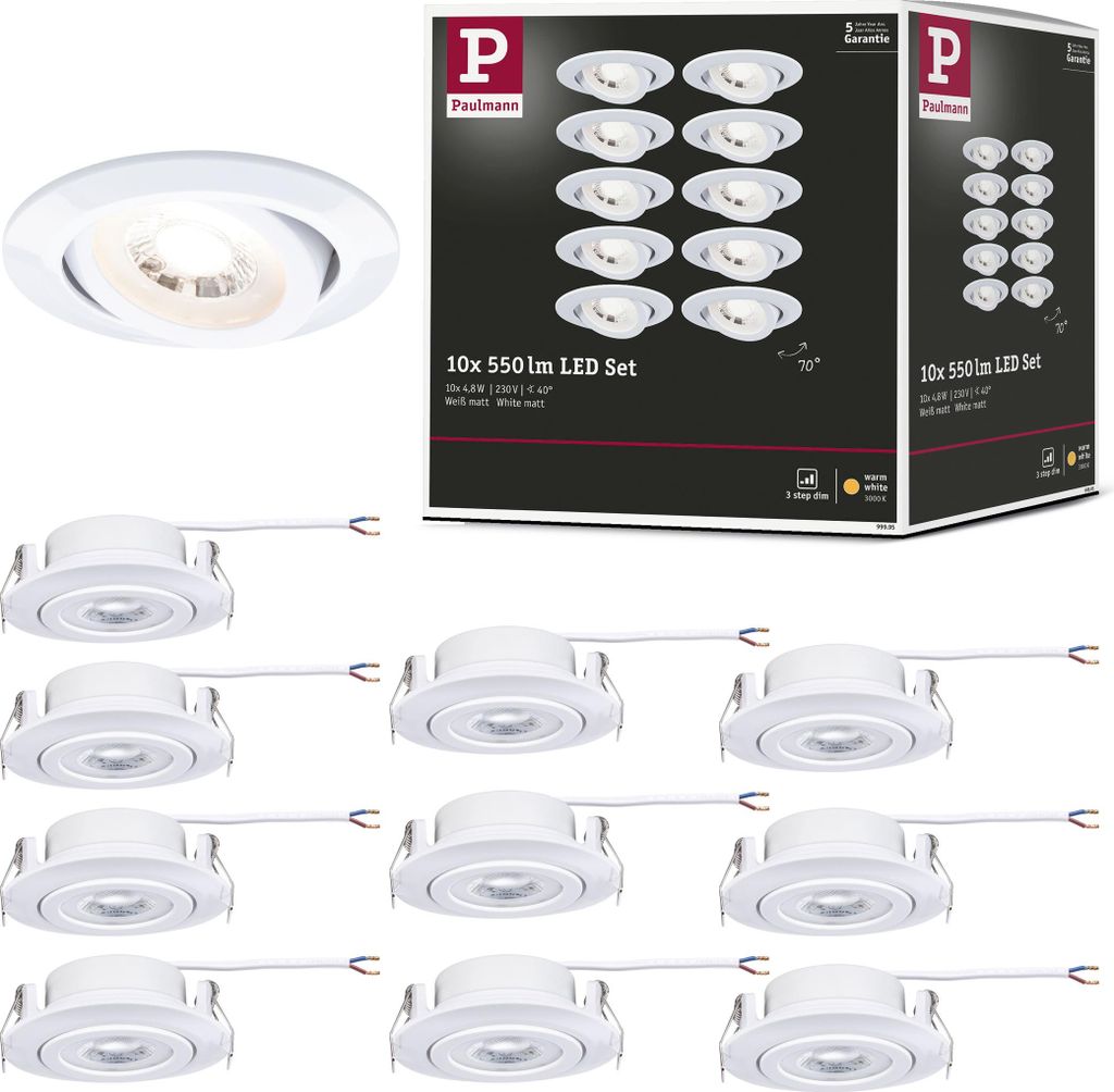 Paulmann LED Einbauleuchte 10er-Set schwenkbar