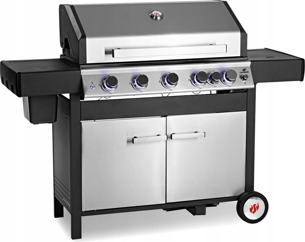 LANDMANN Gasgrill Triton maxX PTS 5.1 Premium Gasgrill doppelwandiger Deckel maxX-Zone maximale Hitze Grillrost emailliertes Gusseisen Grillbranding