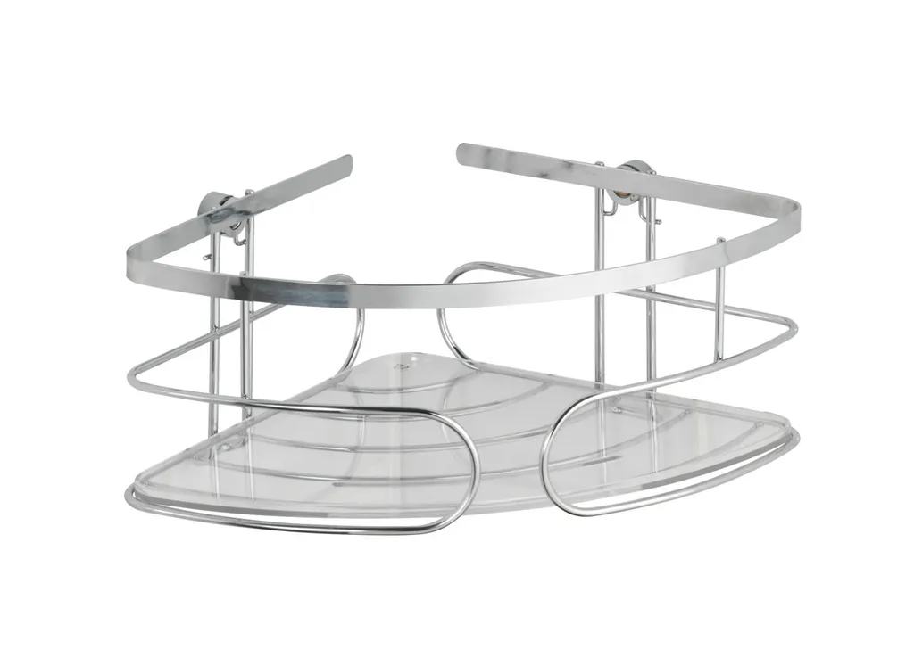 WENKO Scaffale Angolare Doccia Premium Inox - Cestino Argento Salvaspazio