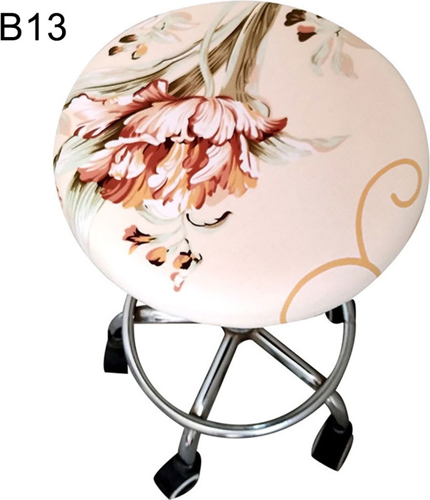 Runde florale gedruckte elastische Elasthan-Sitzdekoration für 30-45 cm Stuhlhocker-B13