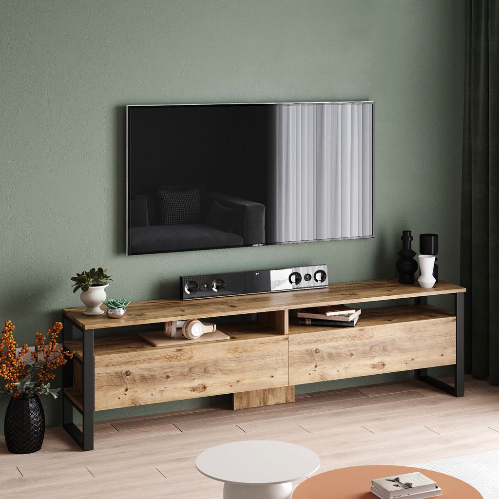 Skye Decor, ML19- ML19 LCS, Atlantikkiefer, TV-Schränke, 56x180x35,5 cm, 100% Melaminbeschichtete Partikelplatte