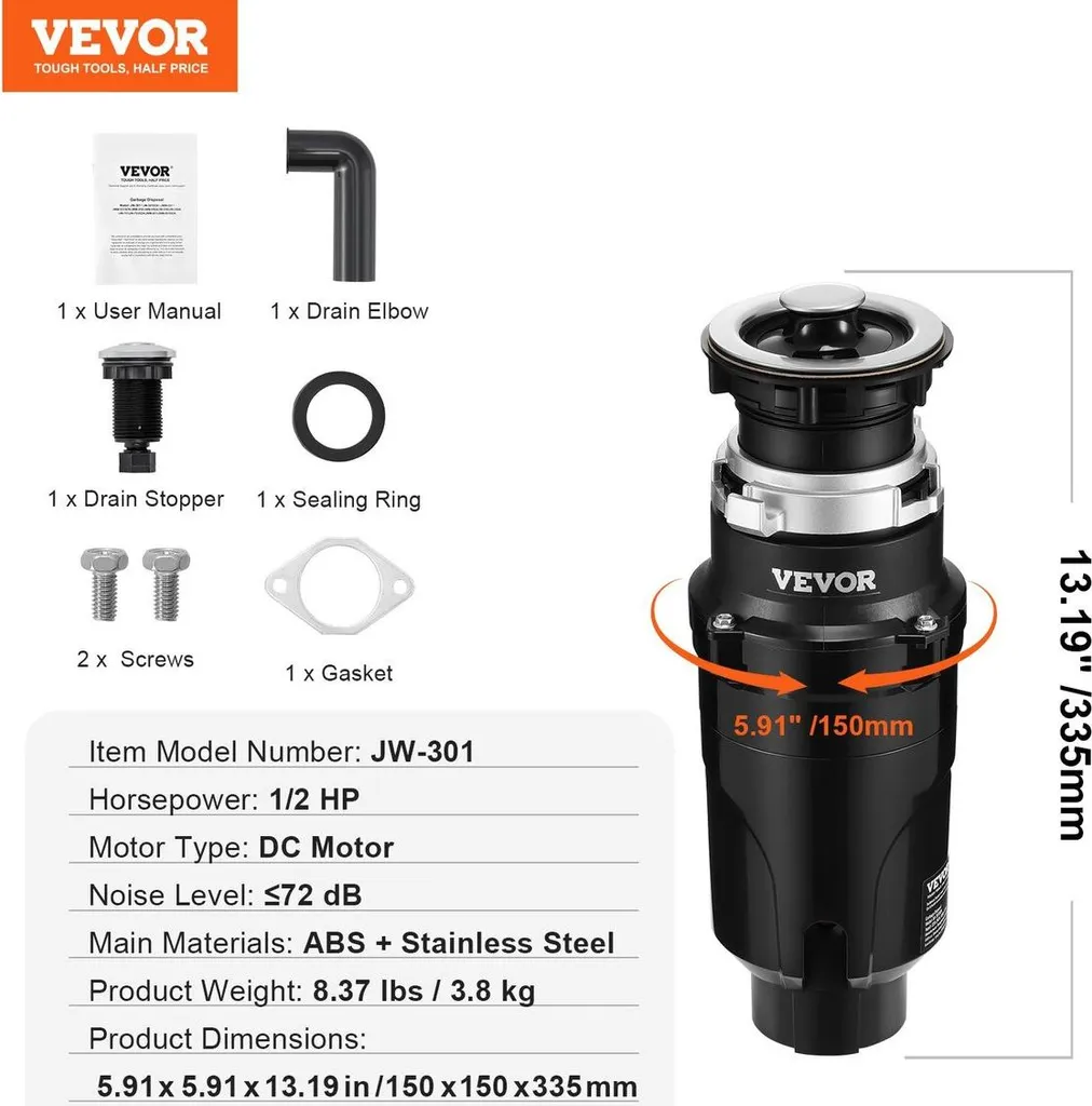 Tritarifiuti Professionale 1/2 HP EZ Connect | Motore 3820 RPM Inox - 7
