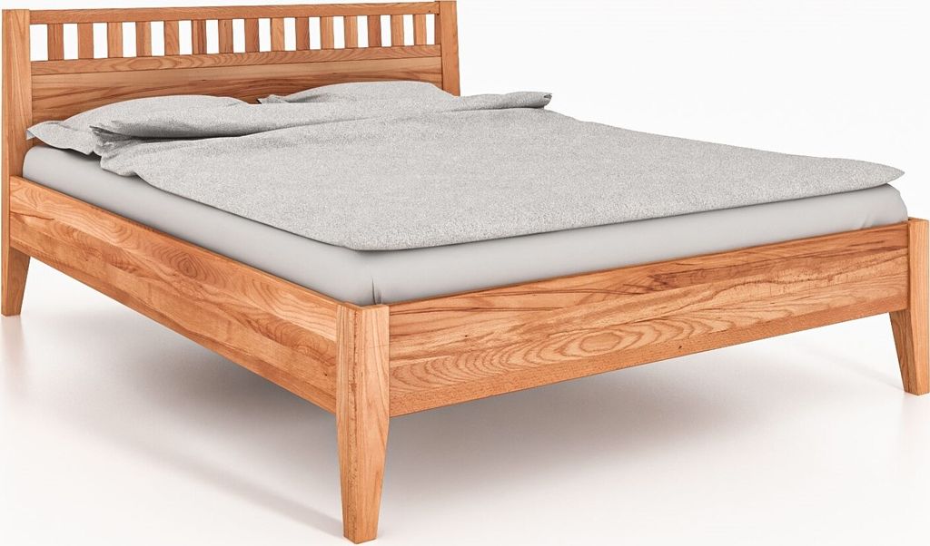 Bett ODYS 90 x 200 aus Massivholz, mit Holzkopfteil, Naturgeölt