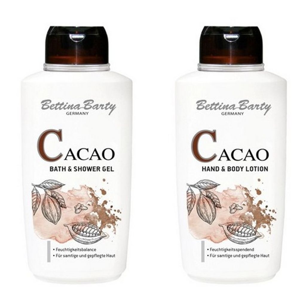 Bettina Barty Cacao Bath & Shower Gel + Hand & Body Lotion, je 500 ml