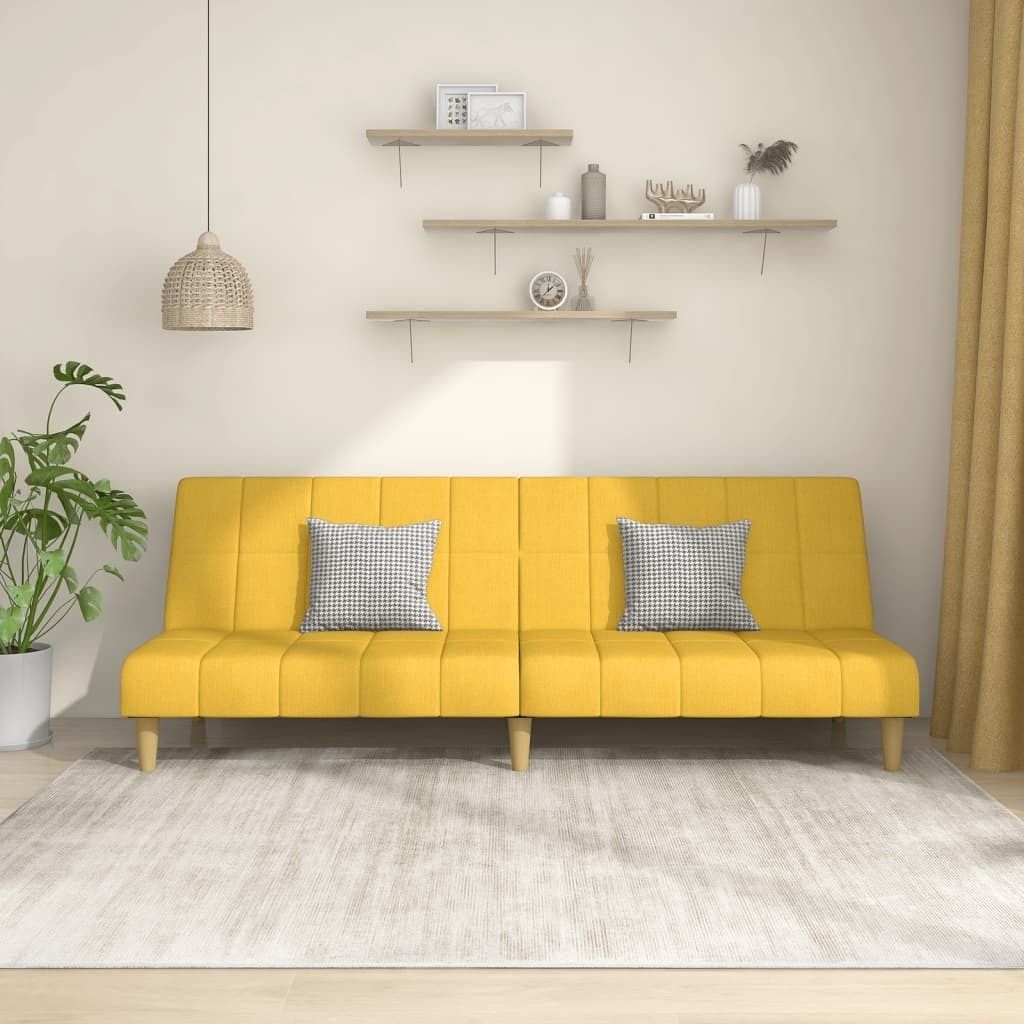 Design Schlafsofa 2-Sitzer Gelb Stoff, Schlafsofas 2024 Neu