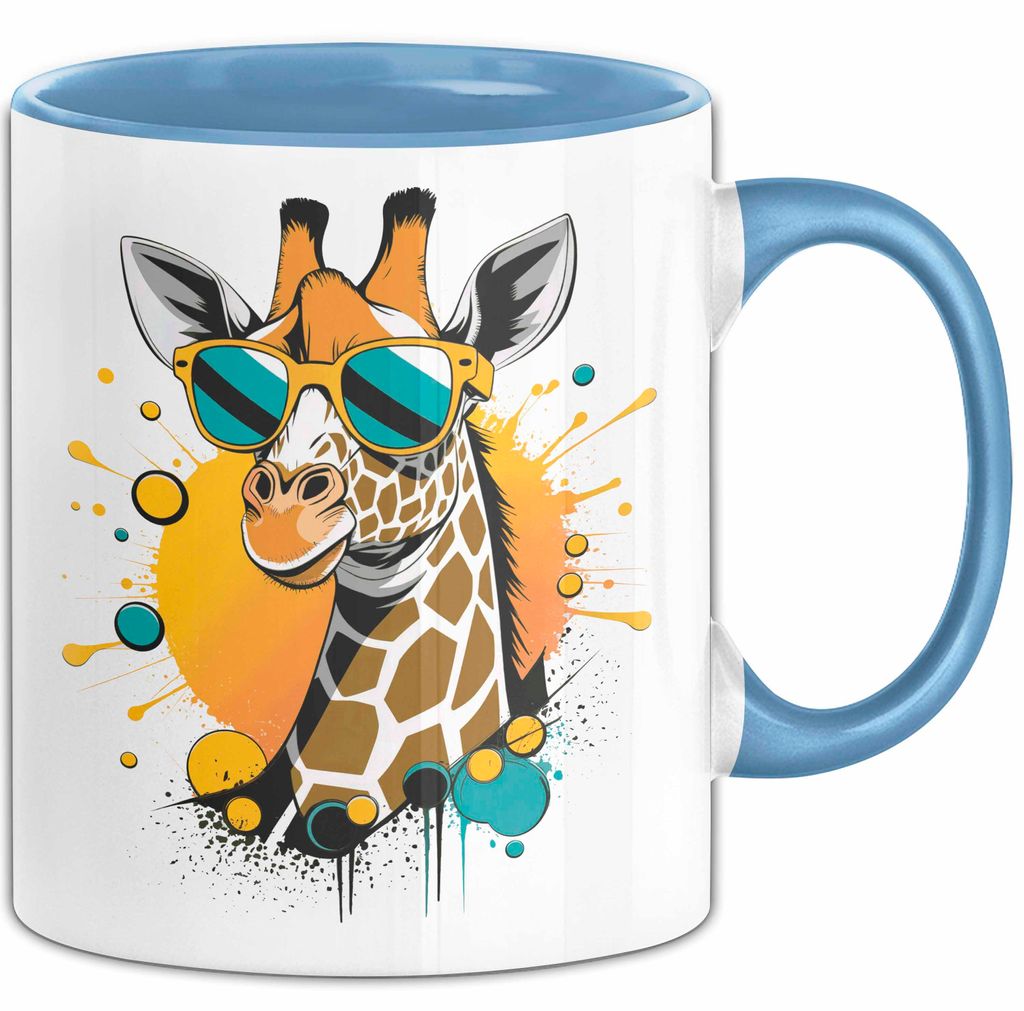 Giraffe Mit Sonnenbrille Tasse Geschenk Lustige Geschenkidee Spruch (Blau)