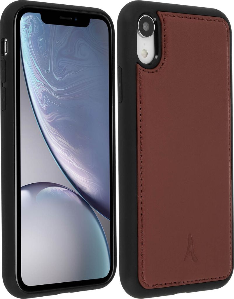 Akashi Schutzhülle aus Echtleder stoß- kratzfest für Apple iPhone XR – Braun