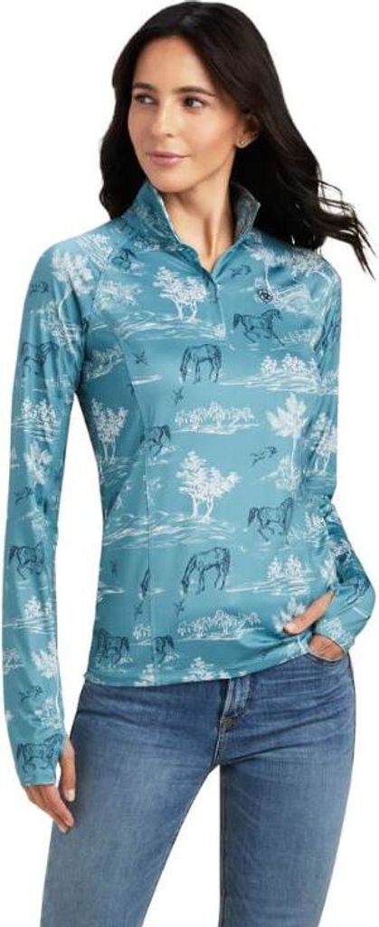 ARIAT Damen Funktionsshirt Shirt Lowell 2.0 1/4 Zip arctic frolic print, Größe:XS