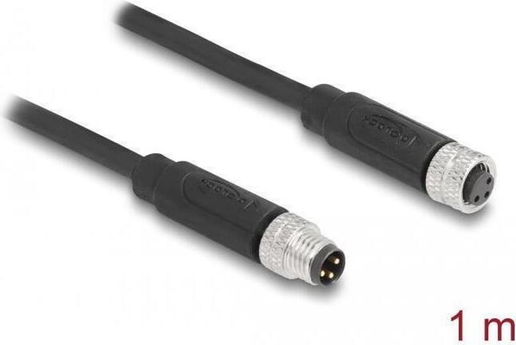DELOCK M8 3 Pin Kabel A-kodiert St. zu Bu. PUR (TPU) 1 m