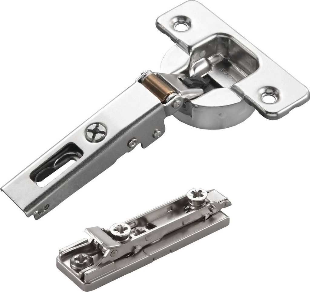 2 x Salice Topfband Serie 700 mit Dämpfer im Topf 110° Bohrbild T45 Eckanschlag inkl. Linear-Montageplatte Höhe 6 mm mit vormontierten Euroschra...