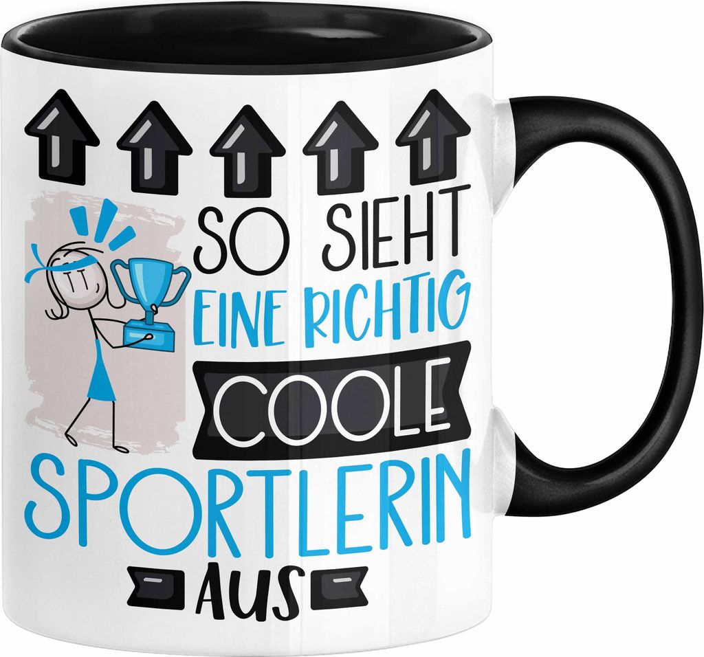 Sportlerin Geschenk Tasse Lustig Geschenkidee für Sportlerin Geburtstag So Sieht Eine Richtig Coole Sportlerin Aus Frauen Spruch (Schwarz)