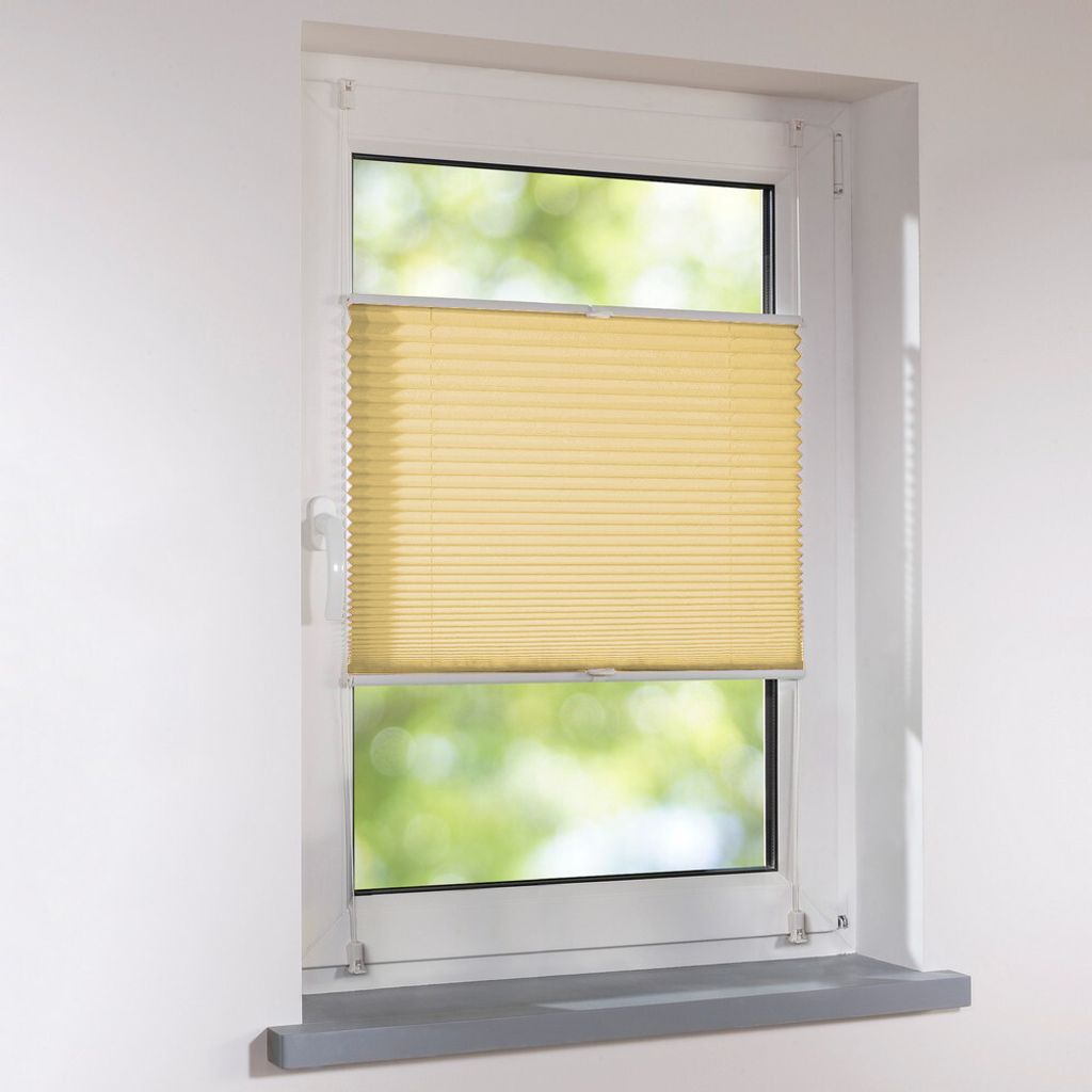 Plissee Klemmfix Faltstore UNIVERSAL Faltrollo ohne Bohren - 85 x 150 cm - apricot