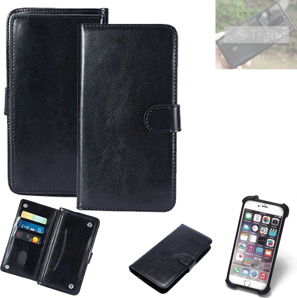 K-S-Trade 360° Hülle kompatibel mit nubia Red Magic 8 Pro+ schwarz Kunstleder Case BookCase WalletCase Kunstlederederhülle Handyhülle,