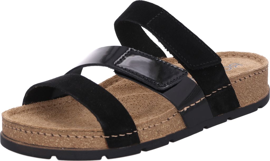 Rohde Damen Pantolette aus Velours Nappa Leder mit Memoryfußbett D.Soave 5416, Größe:39 EU, Farbe:Schwarz