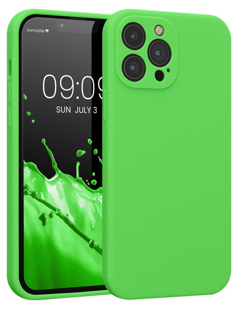 kwmobile Hülle kompatibel mit Apple iPhone 13 Pro Max - Hülle Silikon gummiert - Handyhülle - Handy Case in Limettengrün
