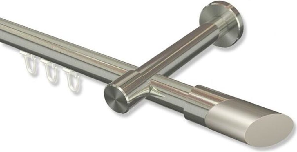 Interdeco Innenlaufstange, Gardinenstange mit Innenlauf Edelstahl-Optik Modell Prestige Verano, 20 mm Ø 1-läufig, 100 cm