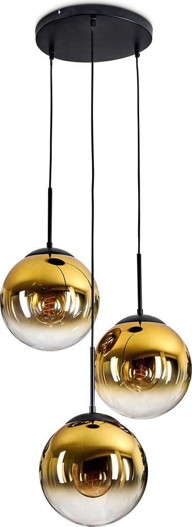 Fossobiubo moderne Retro Hängelampe aus Metall/Glas in Schwarz/Goldfarben/Klar