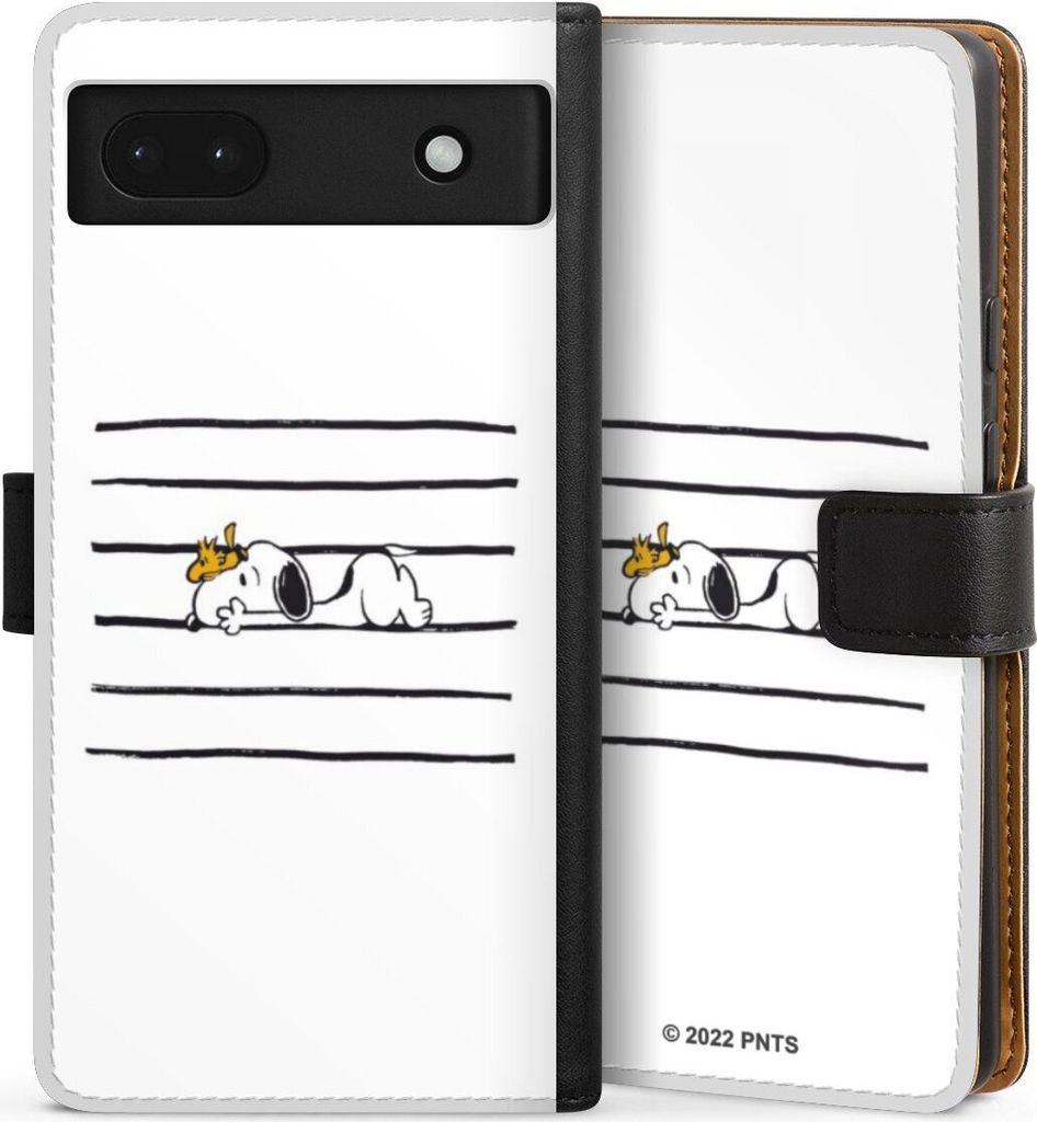 DeinDesign Klapphülle für Google Pixel 6a Handytasche Lederhülle Tasche Hund Peanuts Snoopy