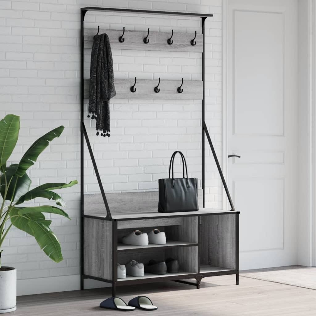 Möbel Kleiderständer mit Schuhablage Grau Sonoma 100x41x184 cm DE3823