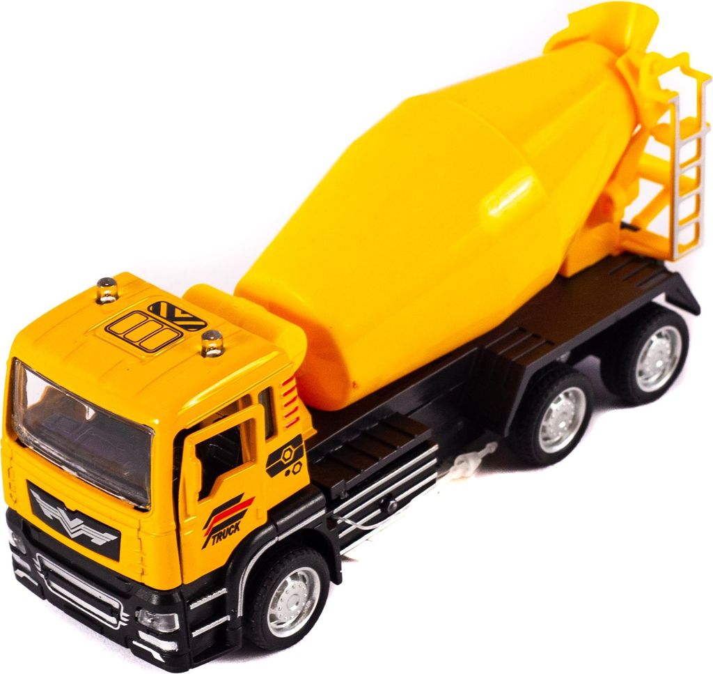Baustellenfahrzeug Metall & Kunststoff - Betonmischer oder Kran - LKW mit Rückzugmotor