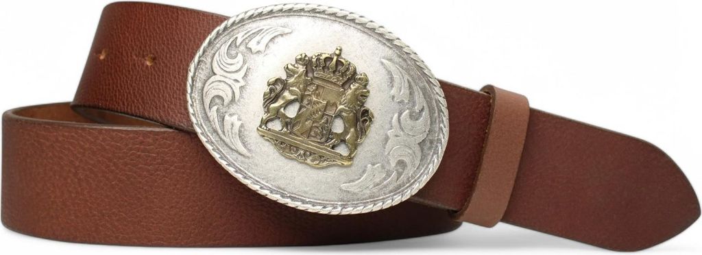 FRONHOFER Trachtengürtel mit Bayernwappen zweifarbig, echt Leder