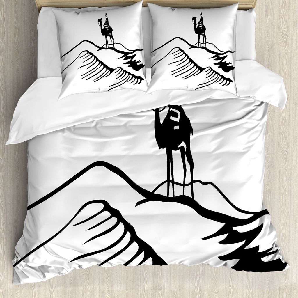 ABAKUHAUS Düne Bettbezug Set für Einzelbetten, Monochromatische Mann auf Kamel, Milbensicher Allergiker geeignet mit Kissenbezug, 155 cm x 220 cm...