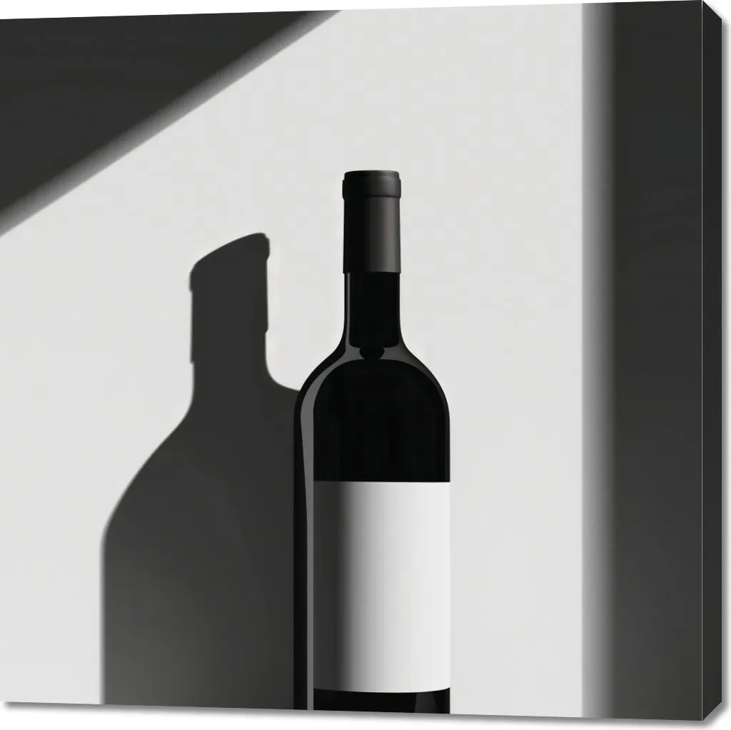 Quadro Tela 100x100 Bottiglia di Vino - Arredo Ristorante e Cucina