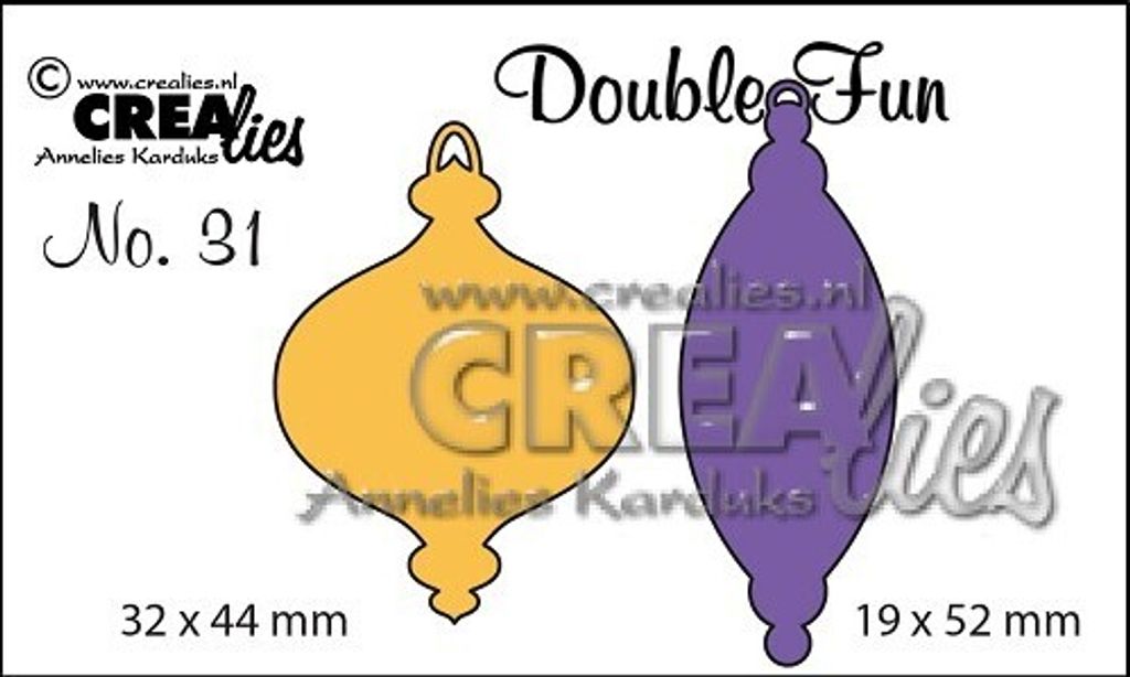 Crealies Double Fun no. 31 Stanzschablone - Weihnachtskugel A+B geschlossen klein