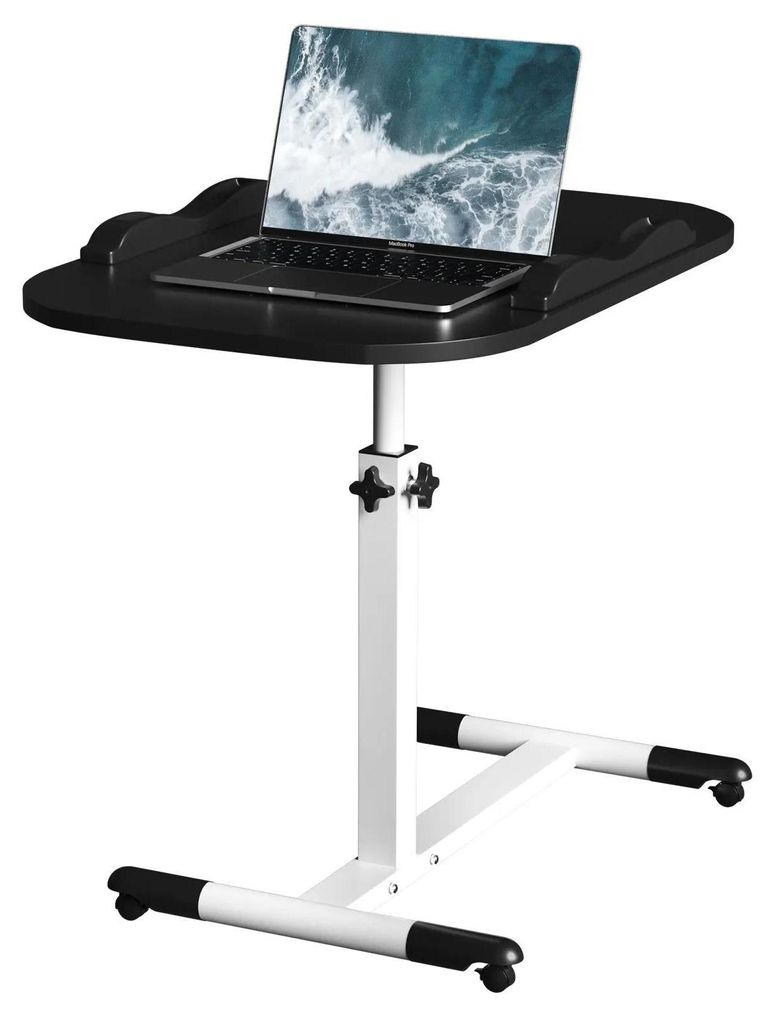 Mobiler Laptoptisch - Höhenverstellbarer Computertisch 61–95 cm - Rolltisch mit Rädern für Sofa und Bett - Rechteckige Tischplatte - Metallges...