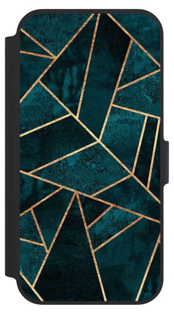 NIVOCASE Klapphülle für Apple iPhone 13 Pro Handyhülle aus Kunst Leder NIVOflip schwarz Elisabeth Fredriksson Gold & Kupfer Stein
