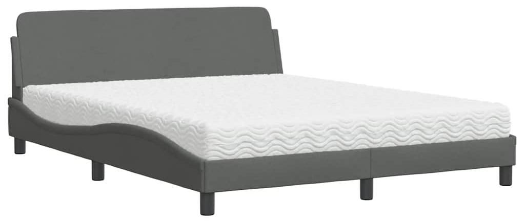vidaXL Bett mit Matratze "Dover" Dunkelgrau 160x200 cm Stoff