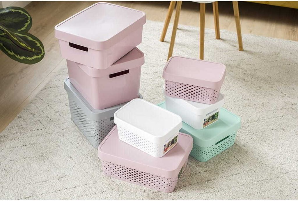 Úložný box INFINITY 11l s vekom sivý perforovaný Obrázok produktu 10