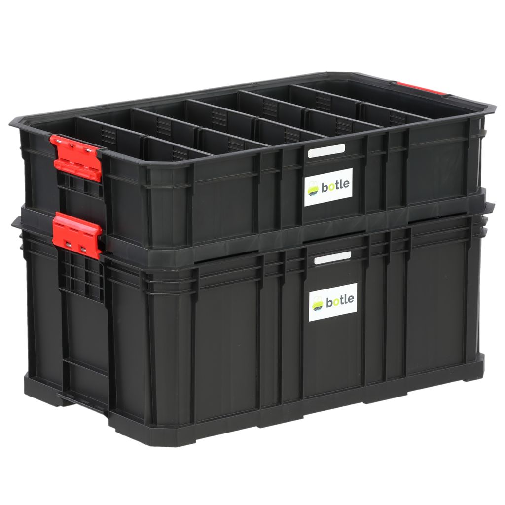 Satz Werkzeugkästen und ein Korb Werkstatt Lager Garage Modular Basic Serie