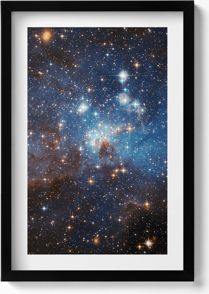 Himmel und Sterne Kosmos– Wandbild mit Rahmen – Gerahmtes Bild – Wanddekoration – 40x60 cm – Schwarz