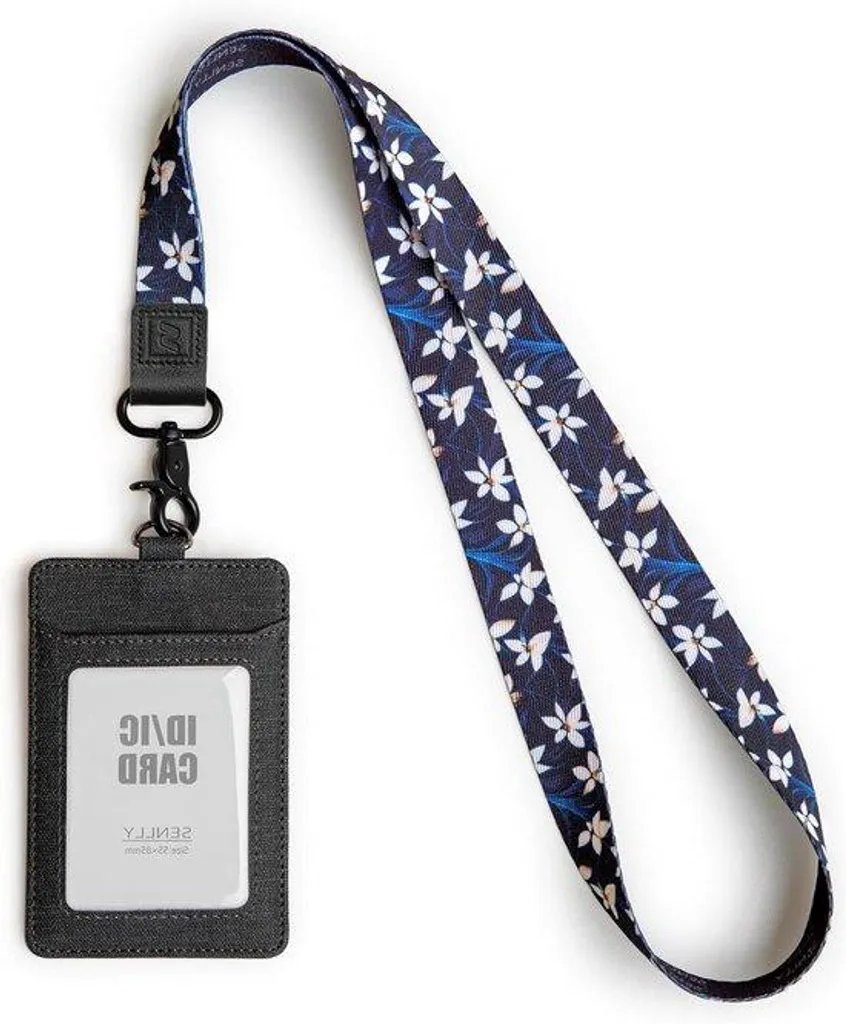 Porte-badge avec cordon noir en plastique - Étui rigide pour carte ID