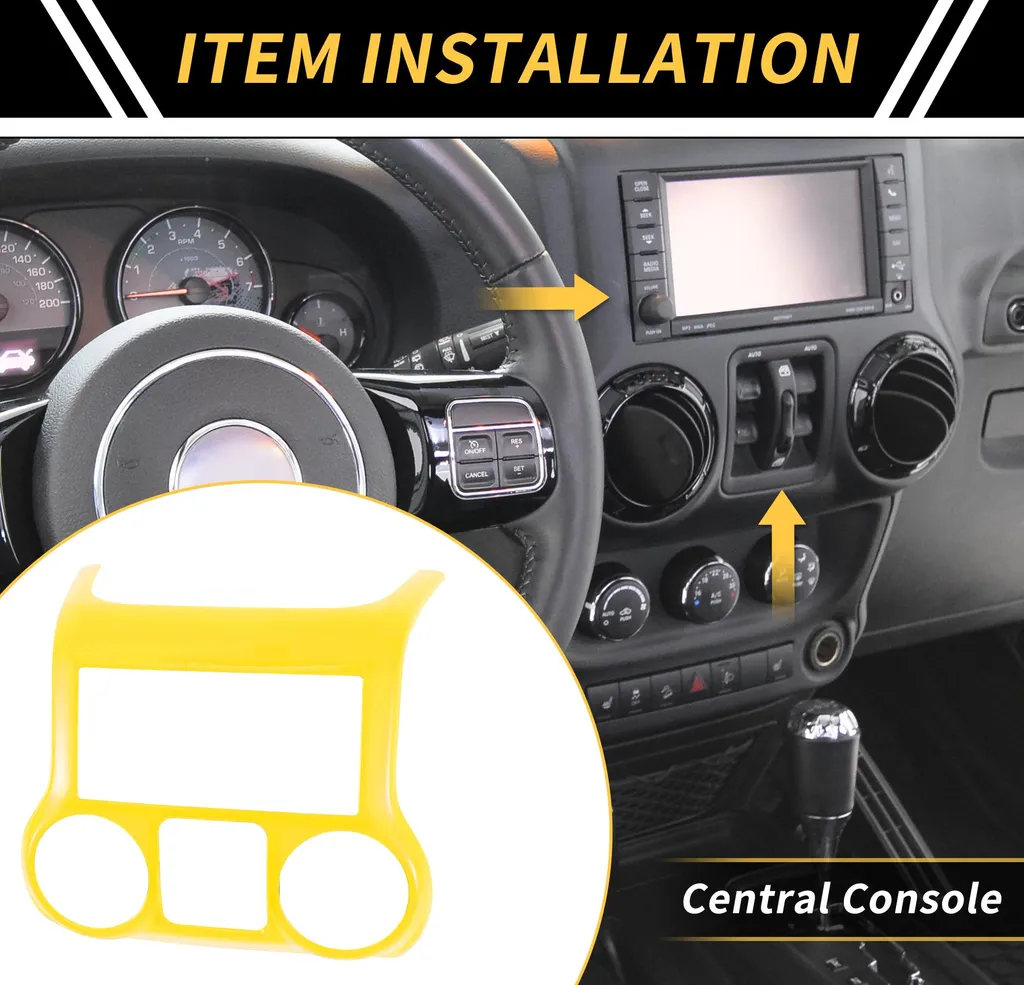 Kit Habillage de Tableau de Bord Jaune ABS pour Jeep Wrangler JK 1 Pièce