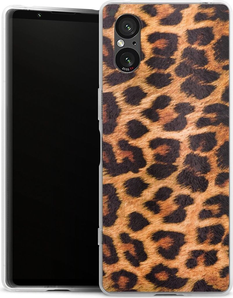 DeinDesign Handyhülle für Sony Xperia 5 V Silikon Hülle Case Smartphone Schutzhülle Animalprint Fell Leopard